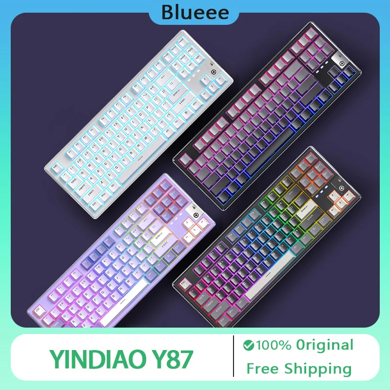 Механическая клавиатура YINDIAO Y87 3 режима RGB полноклавишная с горячей заменой