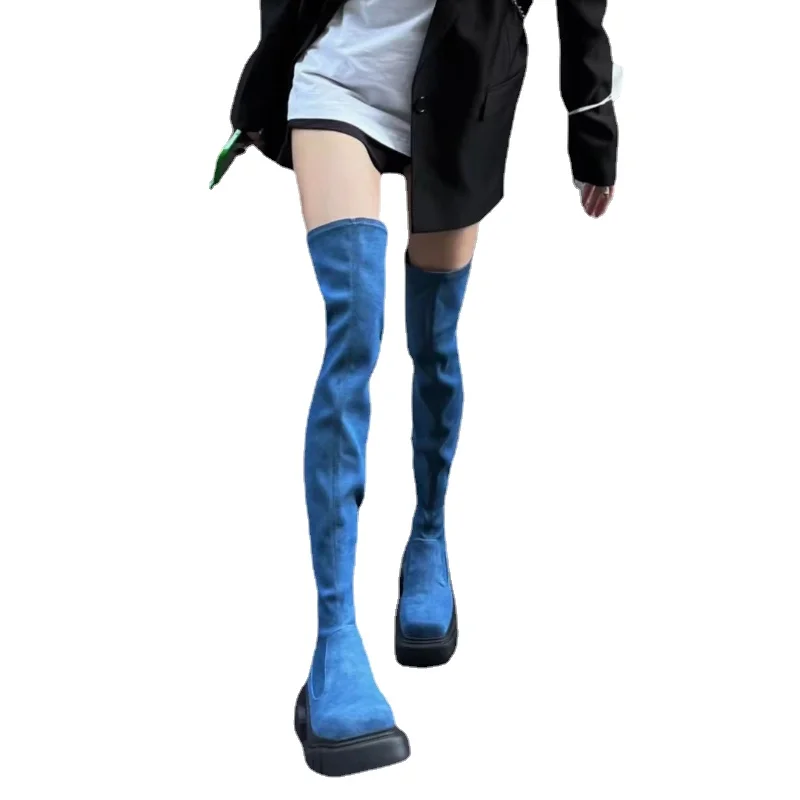 

Женские ботфорты на толстой подошве, с квадратным носком