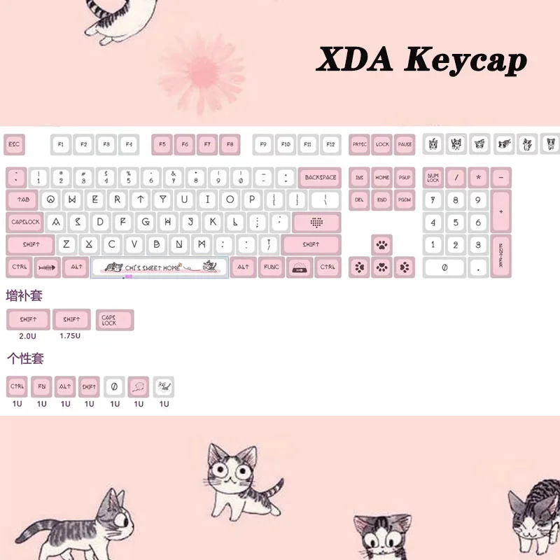 

XDA профиль 120 клавиш PBT ключ крышка s розовый белый милый кот механическая клавиатура колпачок краситель-подлежащий GMK Bccklit xda pbt колпачок для к...