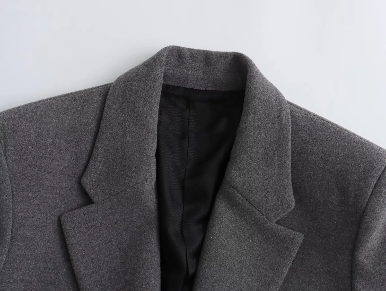 TRAFZA элегантный серый офисный блейзер женский однотонный пиджак с лацканами и