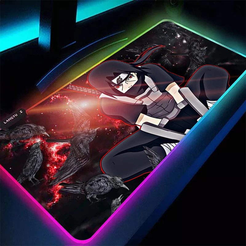 Фото Большой коврик для мыши RGB 90x40 см, Naruto Itachi Uchiha Speed, для игроков в киберспорт, с подсветкой, для ноутбука, компьютера, клавиатуры, светодиодный коврик для мыши XXL №5