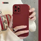 Силиконовый чехол карамельного цвета винно-красного цвета для iPhone 13 12 11 Pro Max 12 Mini X XR XS SE 2020 7 8 Plus, мягкий чехол для защиты объектива камеры