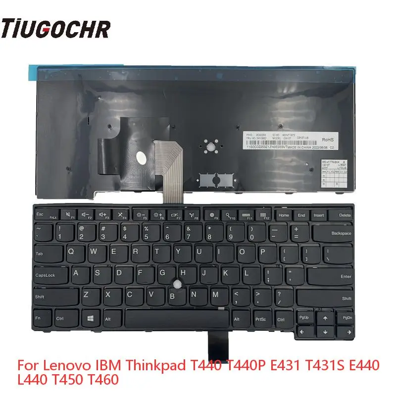 

New US English Keyboard For Thinkpad E431 E440 L440 L450 L460 BLACK Frame No pointer 04Y0824 01AX319 04Y0968