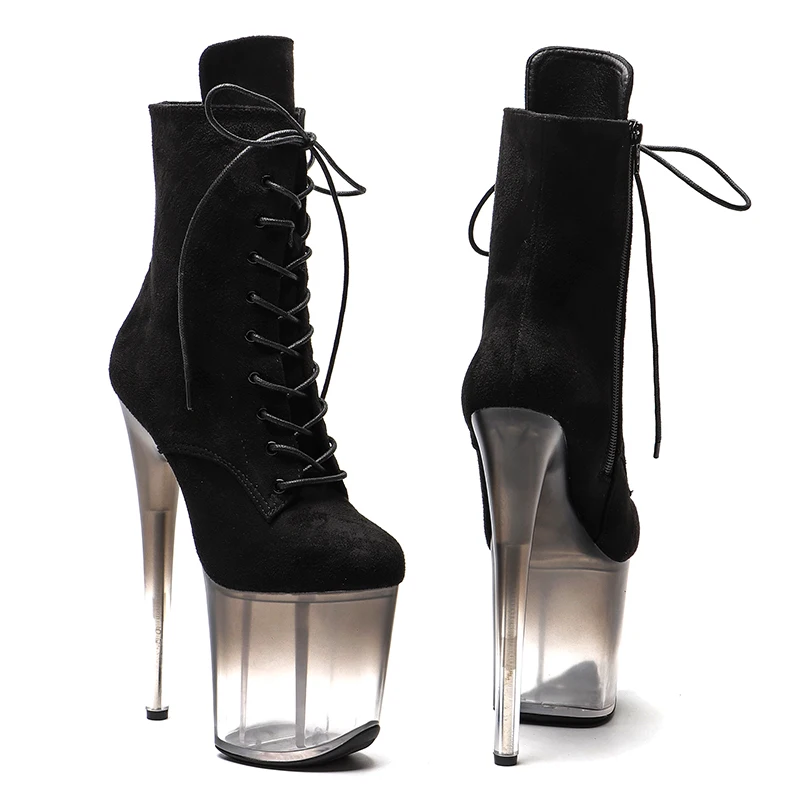 Leecabe 20cm/8inches   gradient color waterproof table   Sexy Fetish Stripper Shoes Models Catwalk Show boot  High Heels 3L