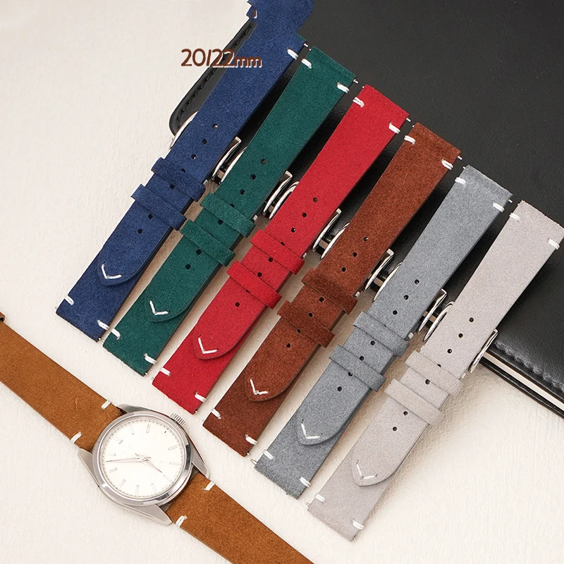 Винтажный кожаный ремешок 20 мм 22 с быстросъемной пряжкой из нержавеющей стали