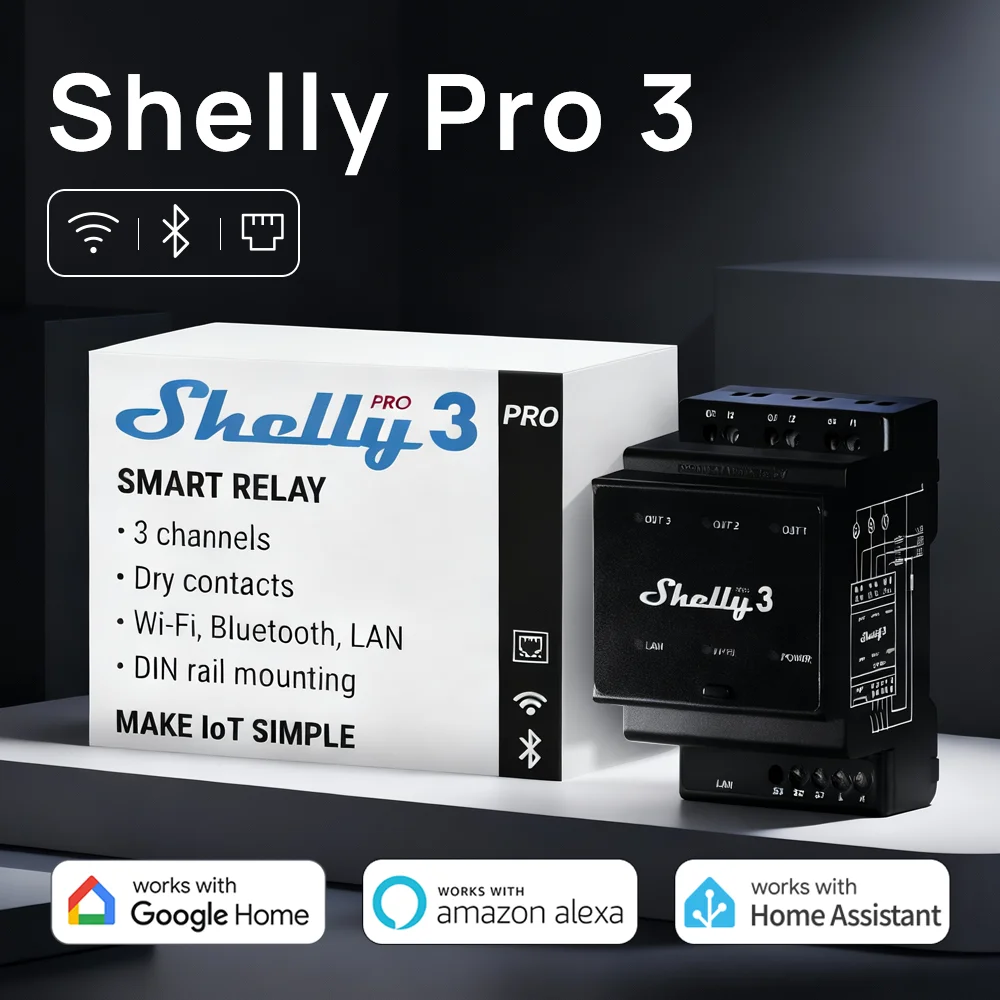 

Shelly Pro 3 модуль автоматизации 3 фазы 48А