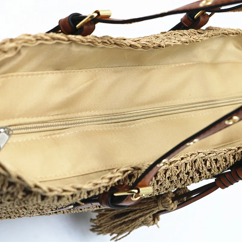 Overlarge Woven Straw Bag Women Shoulder Bag Bohemian Beach Tote Handbags and Purse Summer Travel Rattan Bags for Women 2022 New