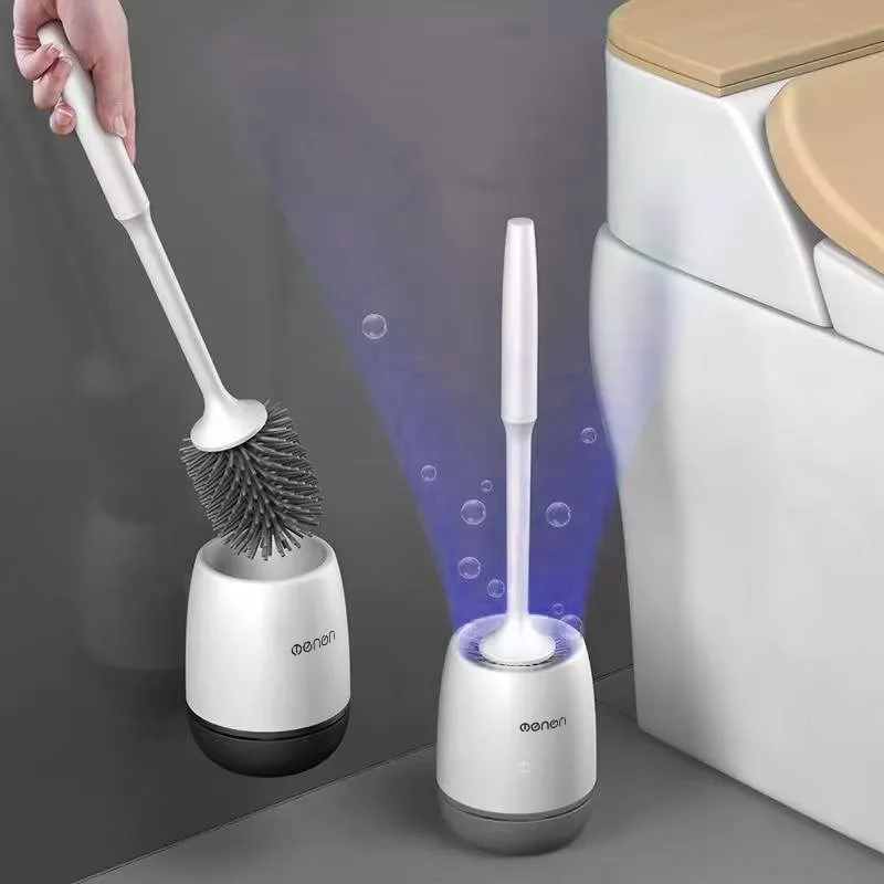 

Silicone Brush Head Toilet Brush TPR Wall / Floor Cleaning Brush No Dead Angle Drainage Household Bathroom Accessories Tool Set
