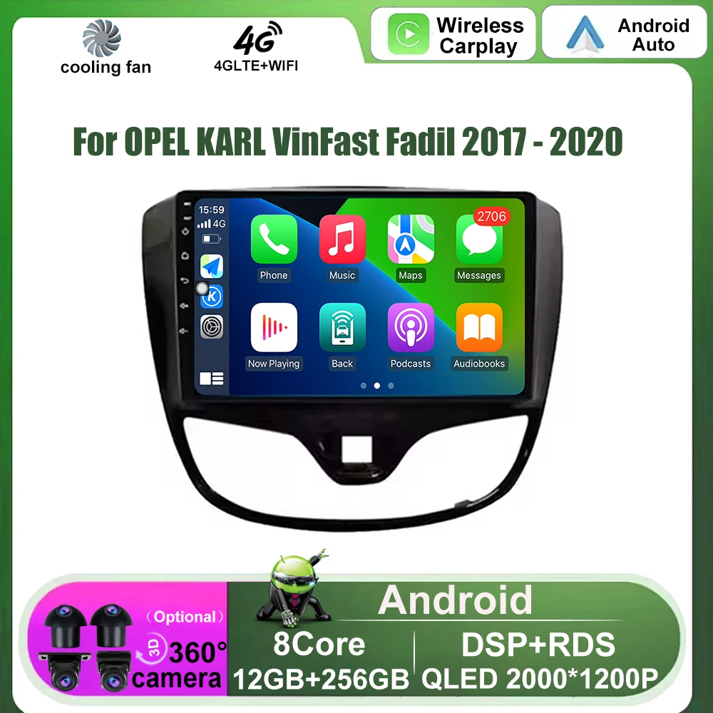 Фото Для OPEL Karl VinFast Fadil 2017-2020 Carplay Car Android Auto Car Radio Video Audio Мультимедийный плеер 8-ядерный авторадио 4G №1