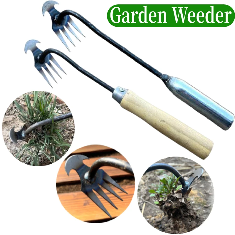 

Grass Rooting Loose Soil Rake Manganese Steel Hand Weeding Removal Puller Sturdy V-shaped Fork Weed Extractor Garden Hand Tools