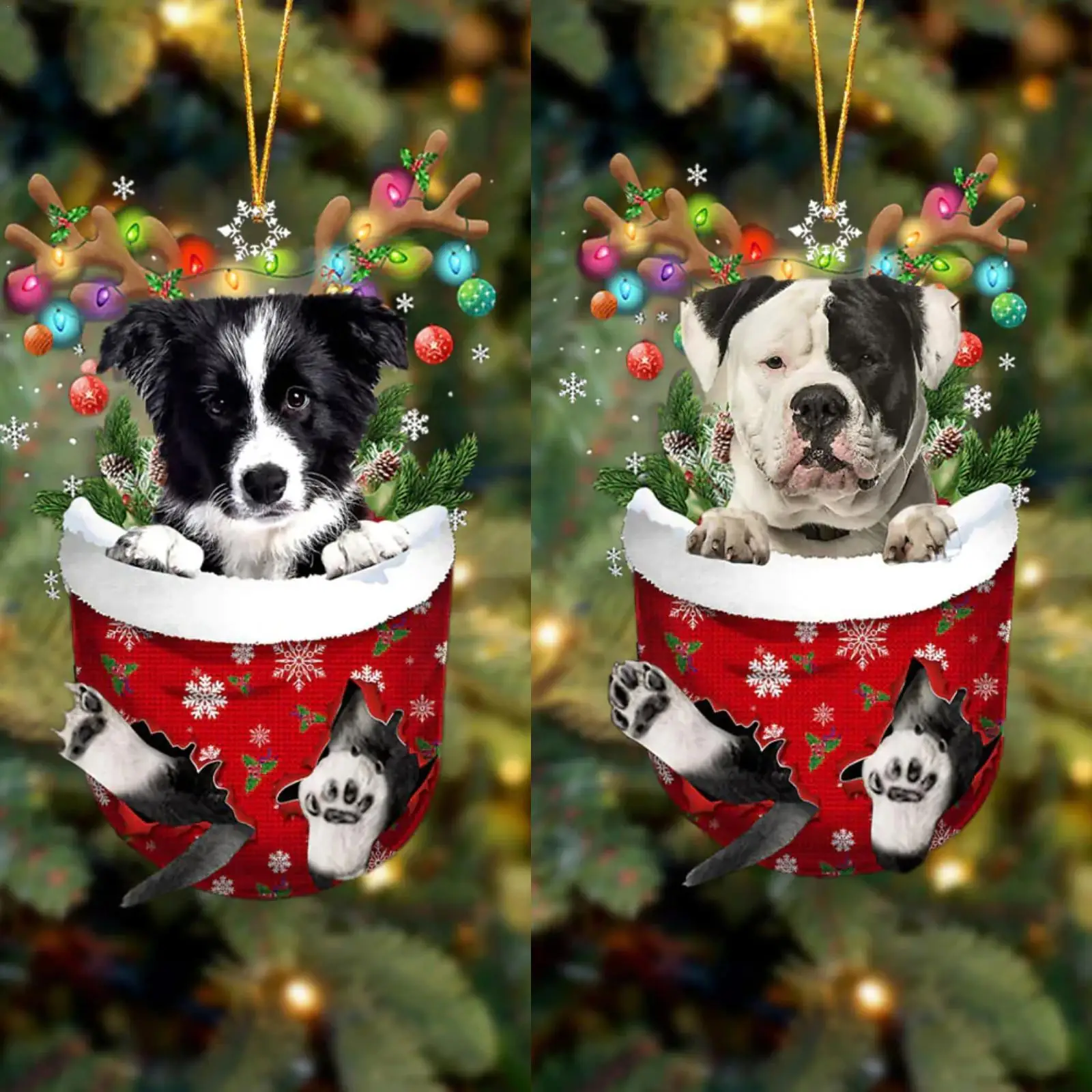 2023 Christmas Tree Pendant Cute Puppy Resin Acrylic Drop New Party Ornament Room Festive Xmas Dog Decoration Gift Year Sup Q2T2