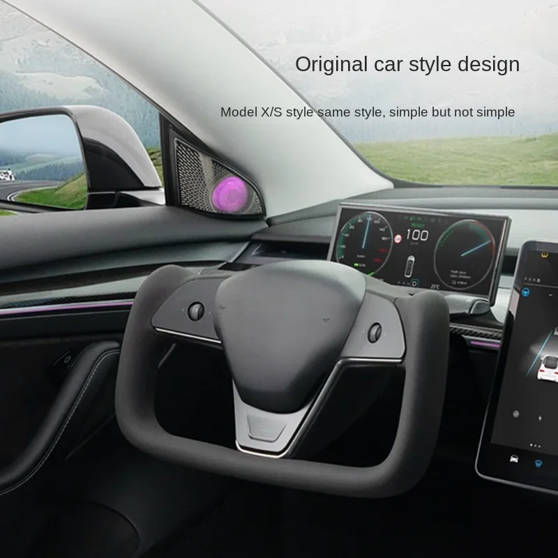 Рулевое колесо с ямочной ручкой в стиле киберпак для модели Tesla 3/Y 377 мм