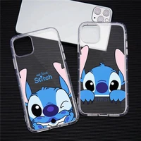 cute stitch and angel phone case transparent for iphone 13 12 11 pro max mini xs max 8 7 plus x se 2020 xr cover