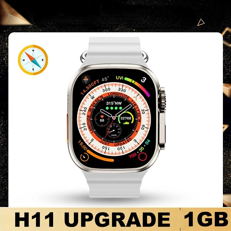 

Hello Watch Smart Watch Men 49mm H11 Ultra Upgrade 1:1 Series 8 Wireless Charging Real Compass Bluetooth Call GPS Smartwatch 1GB