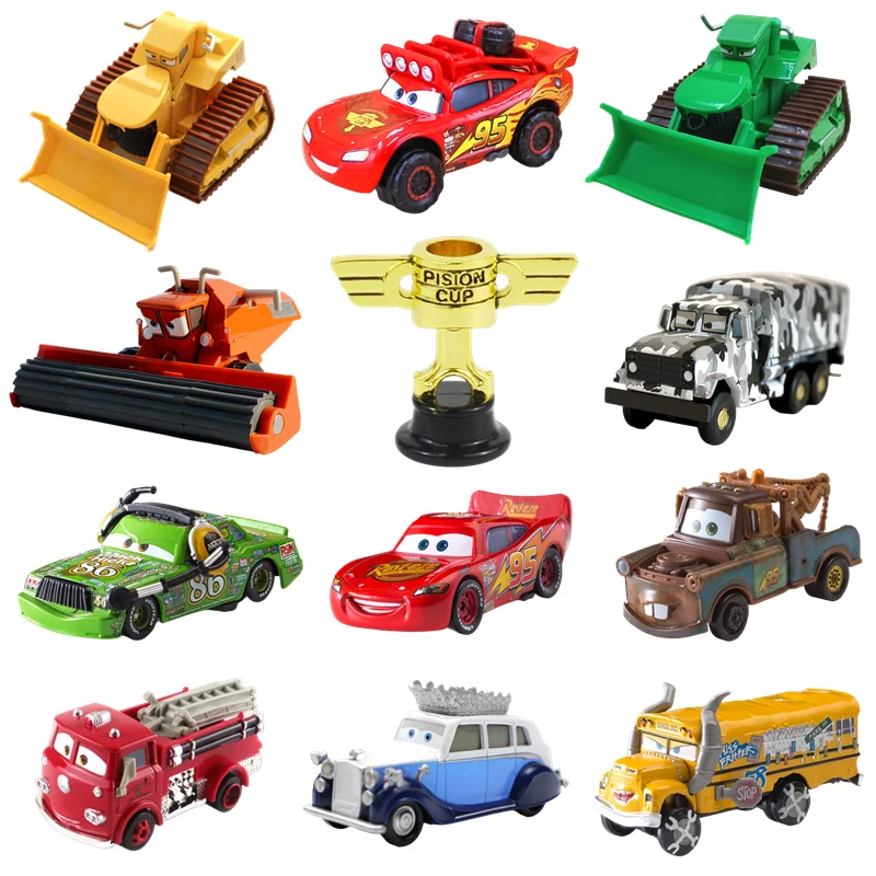 Disney Pixar Cars 2/3 Lightning McQueen Piston Cup Frank Carking Mater 1:55 die-cast Meta Alloy Model Car For Kid Xmas Gift