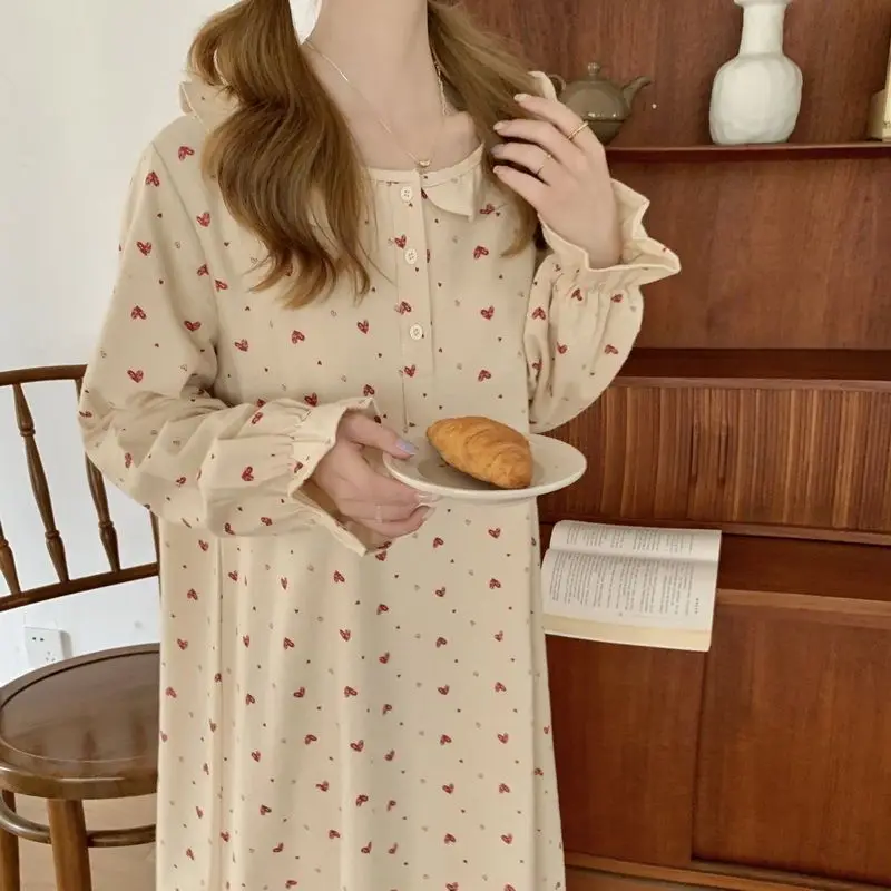 Yasuk Summer Fashion Women's Casual Lovely Long Nightdress Nightgown Pajamas Set Sweet Girl Strawberry Simple Soft