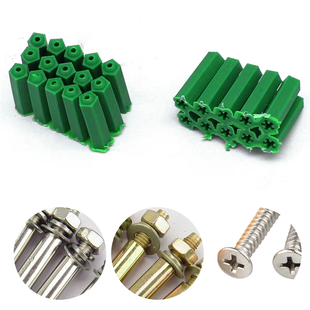 

100pcs M6 Green Plastic Expansion Tube Bulge Anchor Rubber Plug Drywall Screw Anchor The Rubber Plug Drywall Screw