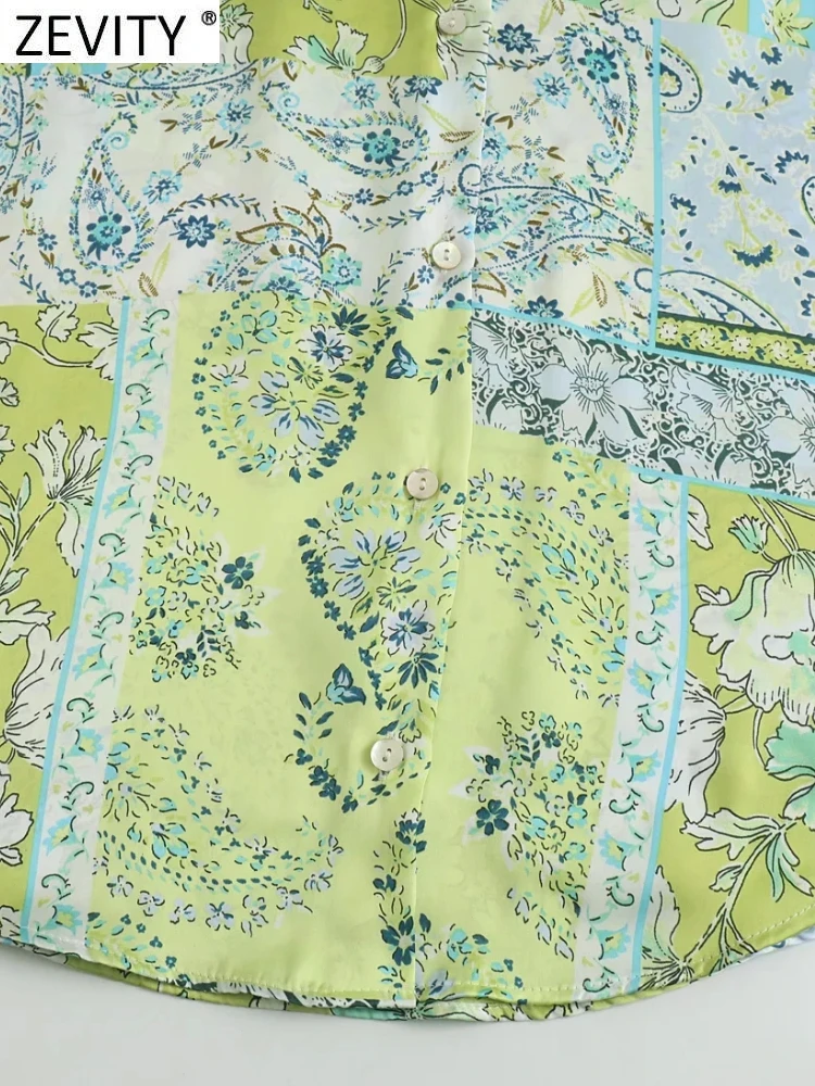 Женская винтажная атласная блузка Zevity с принтом пейсли и цветов Офисная
