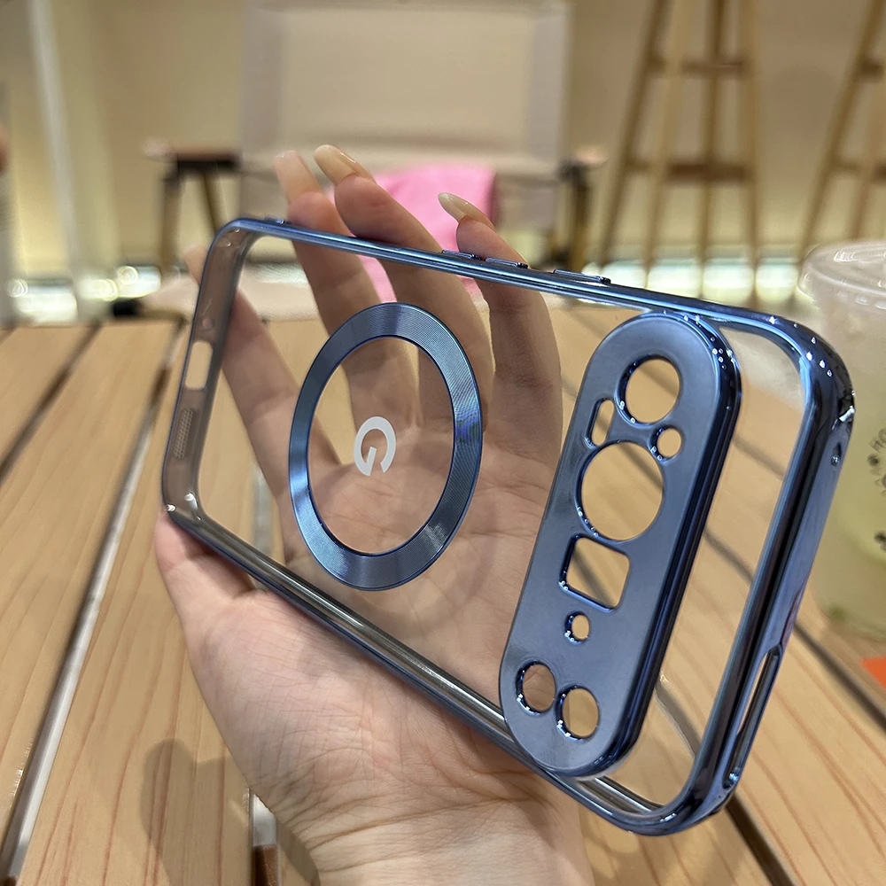 Прозрачная Гальваническая Магнитная Беспроводная зарядка для Google Pixel 7A 8 8Pro 8A