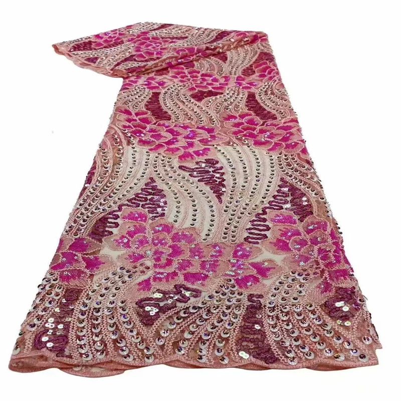 

Зеленая африканская кружевная ткань 2023, розовая высококачественная ткань, нигерийская кружевная тюль, сетчатая ткань для свадебного шитья