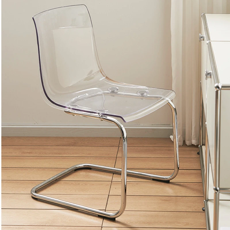 

Acrylic Transparent Modern Dining Chairs Designer Cafe Study Metal Makeup Computer Chair Office Sedia Acrylic Furniture XY50DC