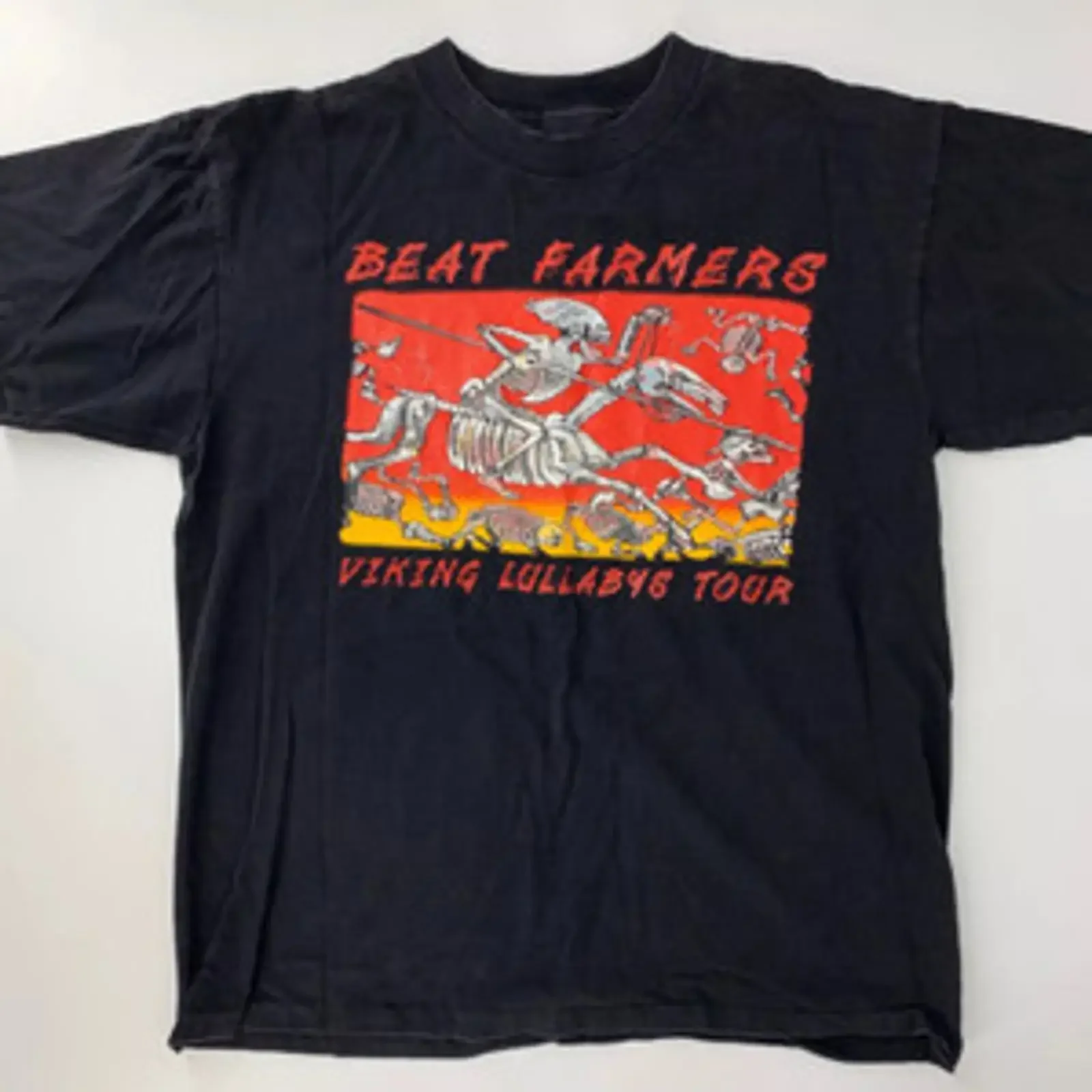 Фото Футболка The Beat Farmers Band Viking Lullabys 1994, черная, размер S-4XL, винтажная, с эффектом потертости, повседневная, мягкая, универсальная, уличная одежда, унисекс №1