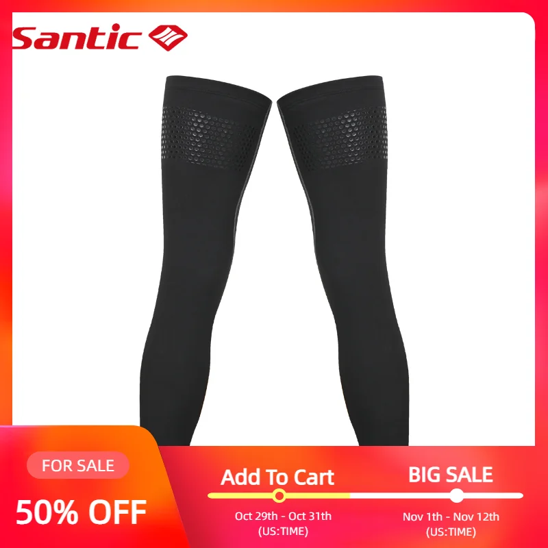 Santic Cycling Leg Warmers  Anti-UV Protective Leg Warmer Black Spring Summer Ciclismo Asian Size S-2XL S35190901H