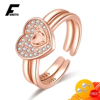 fashion rings 925 silver jewelry for women wedding party gift heart shape zircon gemstone open finger ring accessories wholesale