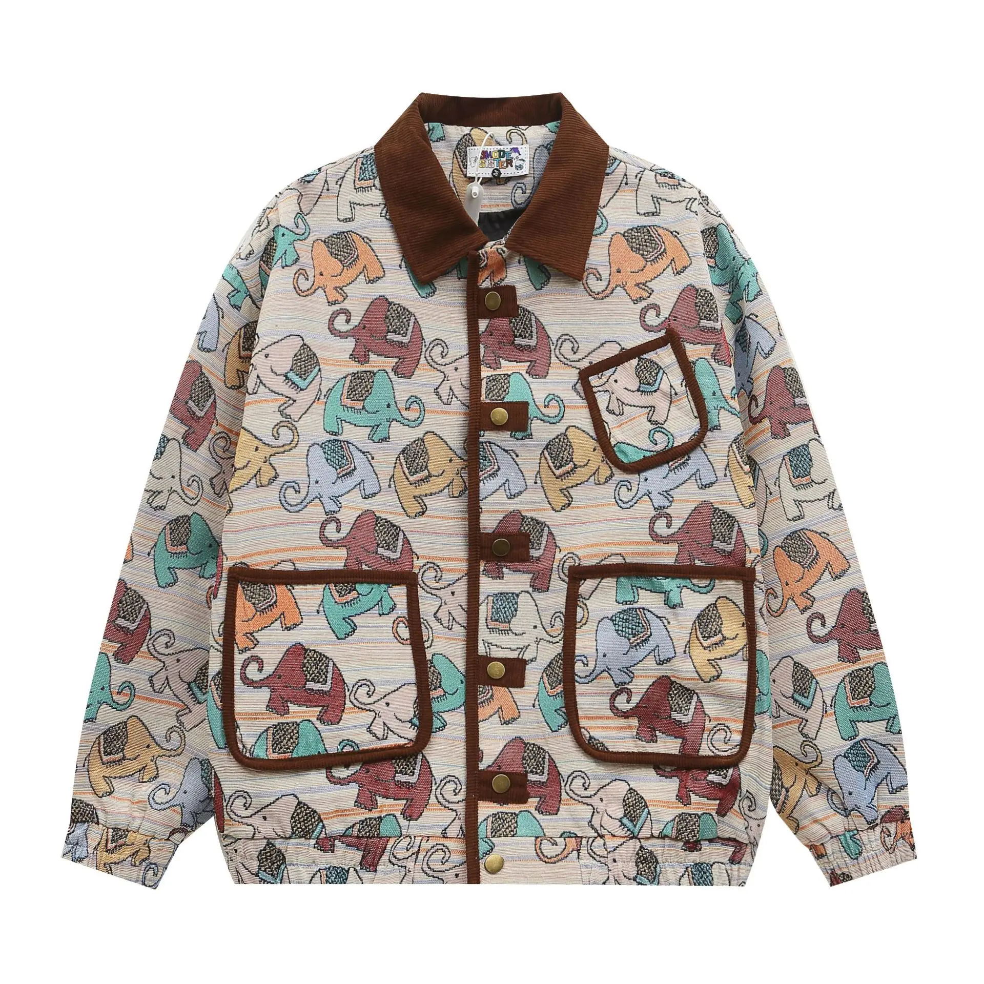 2024 новая осенняя американская ретро забавная куртка с жаккардовым воротником