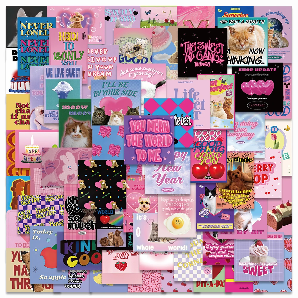 

10/65pcs Cute Retro Vsco Girls Stickers DIY Cartoon Waterproof Graffiti For Luggage Guitar Phone Bicycle Laptop Decals