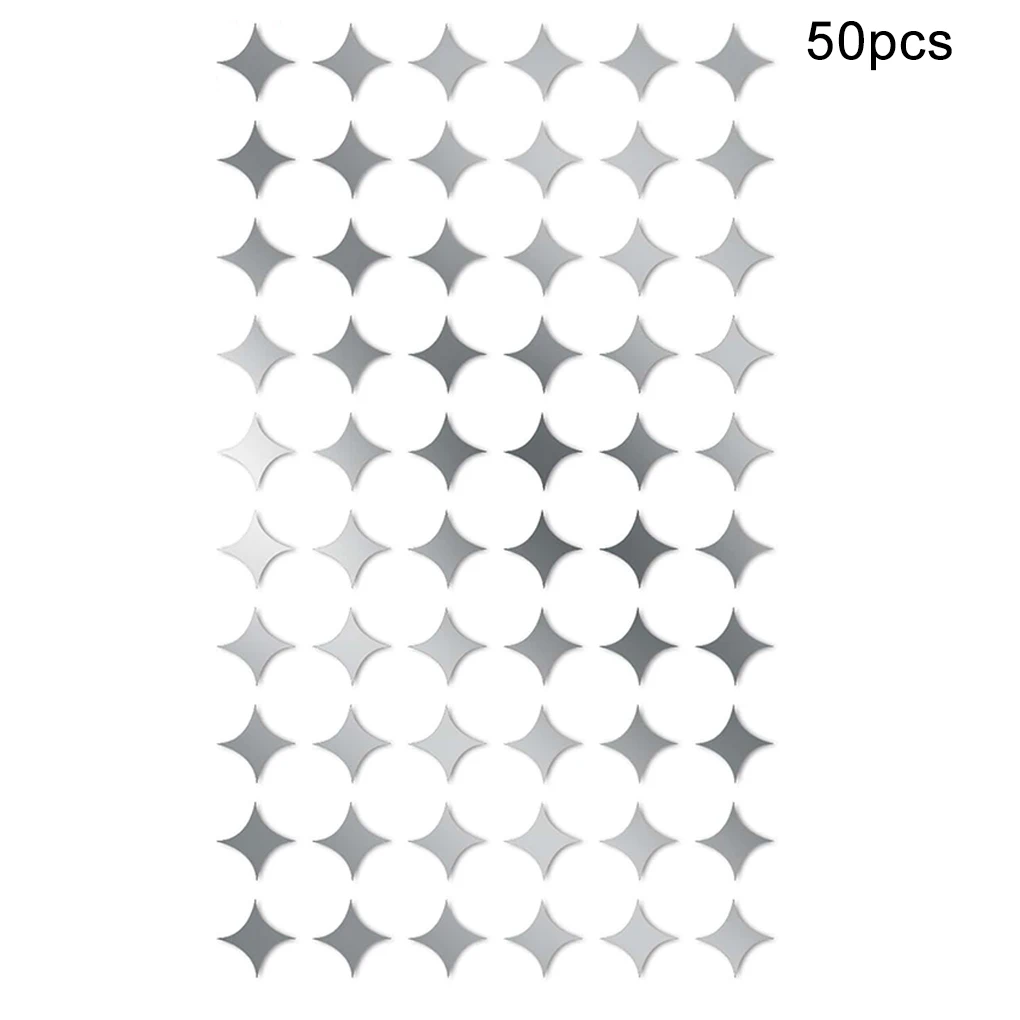 

50 Pcs Star Mirror Wall Sticker DIY Ceilings Decals Smooth Surface Silver Walls Sheet Home Supplies Living Room Bedroom