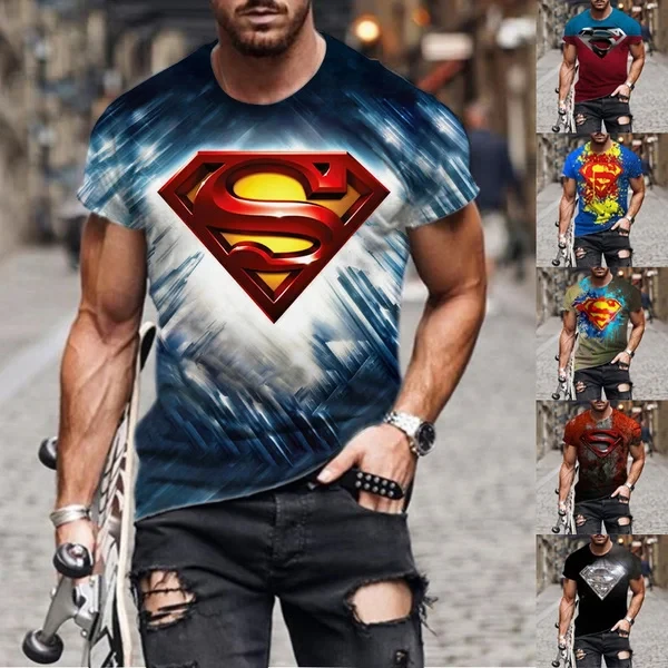 

Summer Fashion Cool Superhero T-shirt 3D Casual Men's Printed Harajuku Retro Short Sleeve Tops
