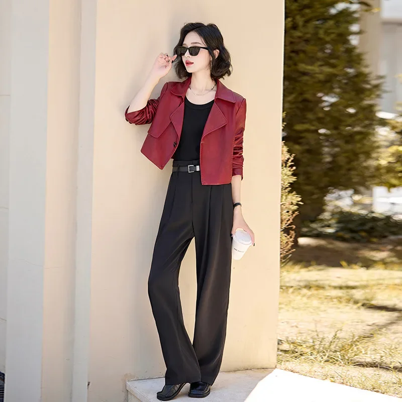 Женская высококачественная куртка из натуральной кожи новинка 2024 осеннее