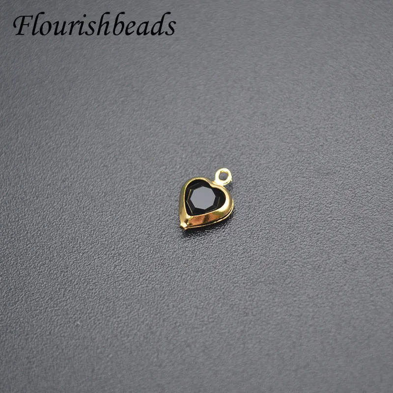 30pc Wholesale Bright Color Glass Crystal Gold Plated Heart Shape Bracelet Earring Cute Charms