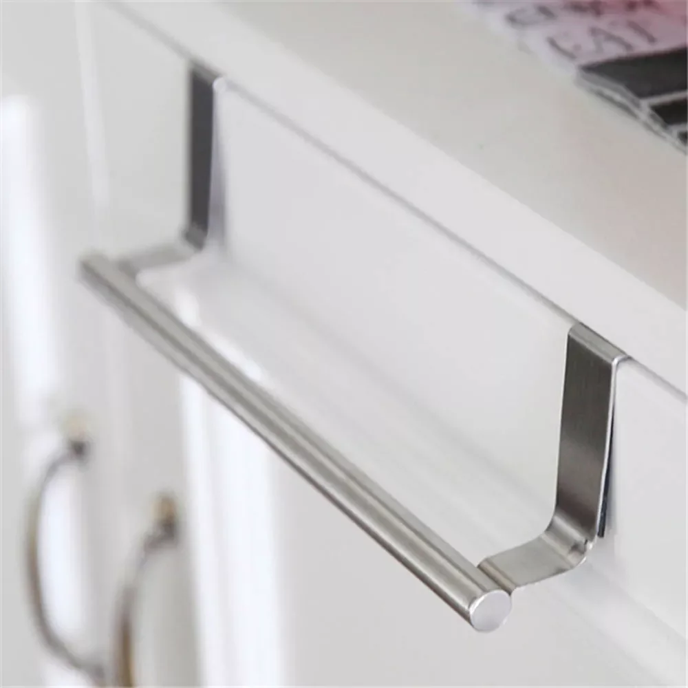 

Stainless Steel Bathroom Towel Holder Rack Stand Bar Cabinet Door Hanging Holder Organizer Stand Household Kitchen Accessories