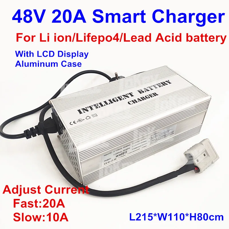 الشواحن الذكية 48 فولت 20A 13S 54.6 فولت يبو 16S 58.4 فولت lifepo4 شاحن مع LED لبطارية ليثيوم أيون lifepo4 الرصاص الحمضية