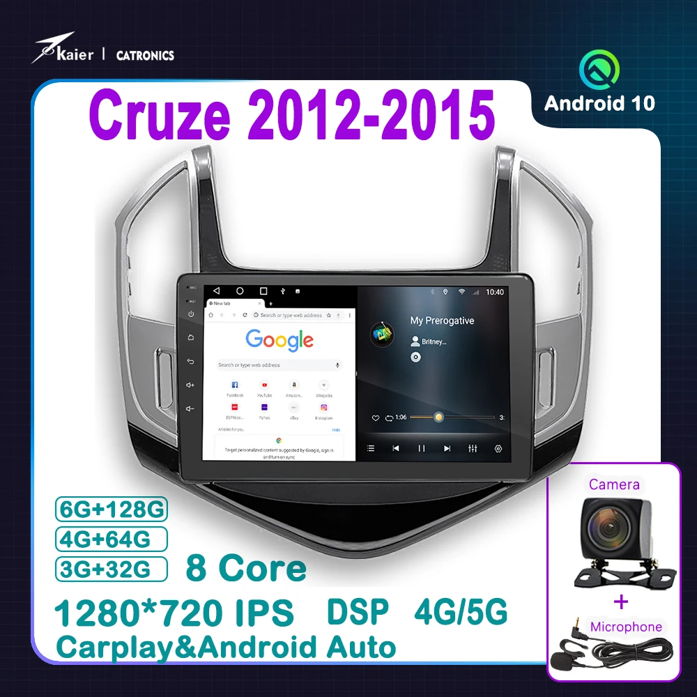 

KAIER 8 Core Android 10 for Cruze 2012-2015 Car DVD Stereo MP5 Infotainment Radio Stereo Screen Multimedia Carplay Video GPS
