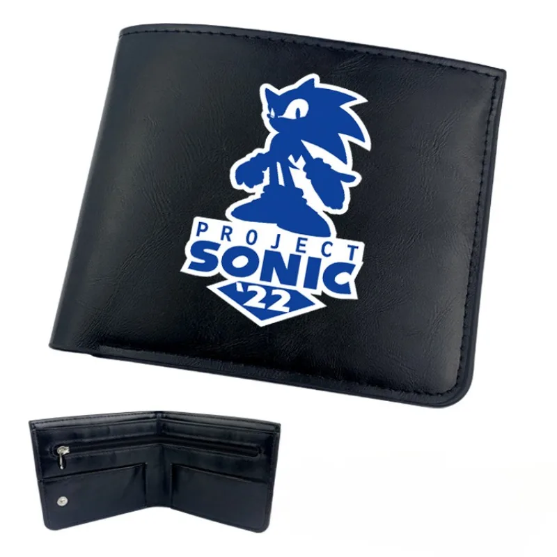 

Sonic Anime Peripheral Wallet Cartoon Portable Large Capacity Short Section Magnetic Buckle Fold Ticket Folder Wallet Best Gift