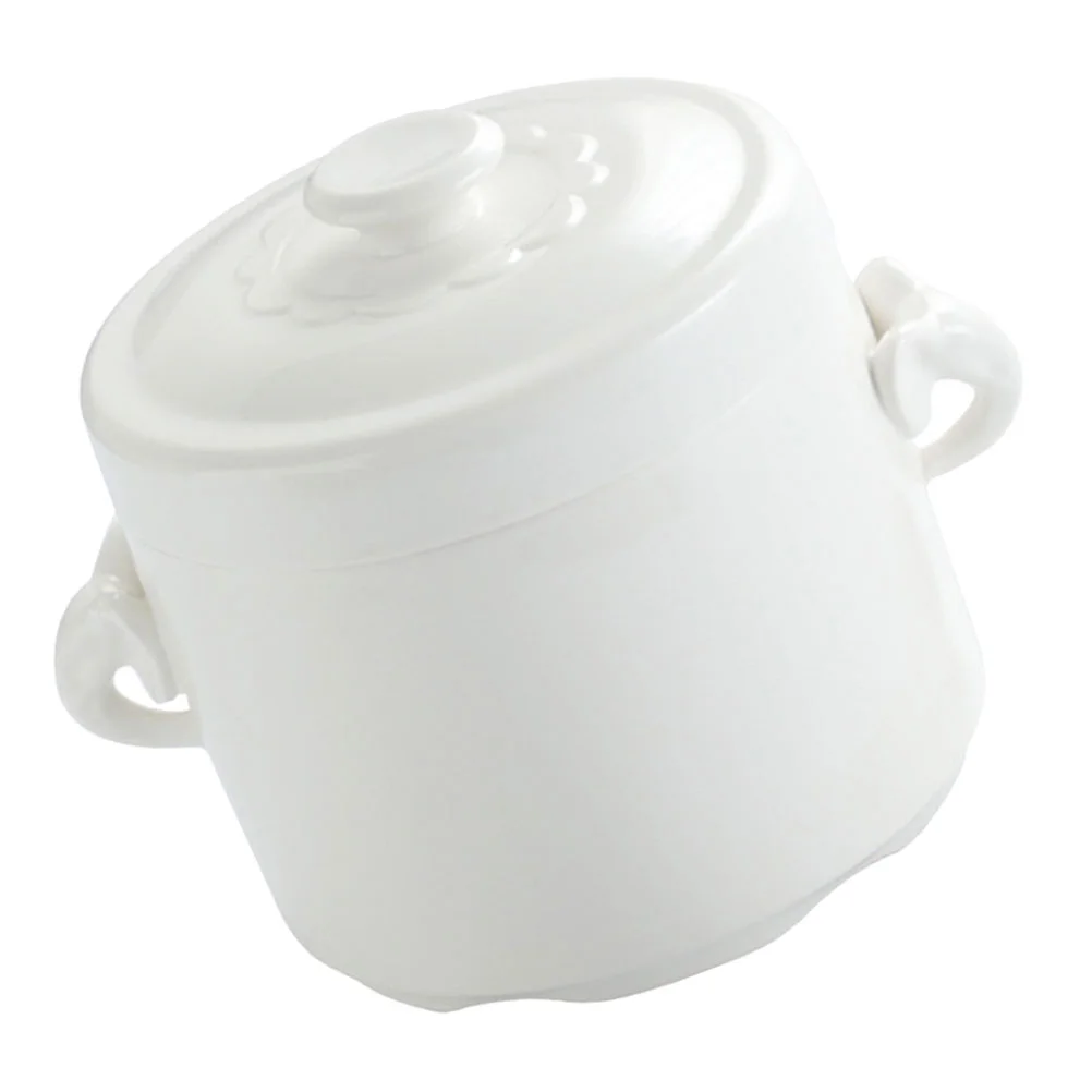 

1 Pc Ceramic Double-handle Stew Bowl Soup Cup With Lid for Home Kitchen