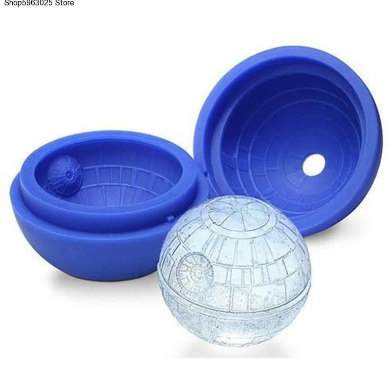 

Hot Creative Silicone Blue Wars Death Star Round Ball Ice Cube Mold Tray Desert Sphere Mould DIY Cocktail Forma De Gelo F0207