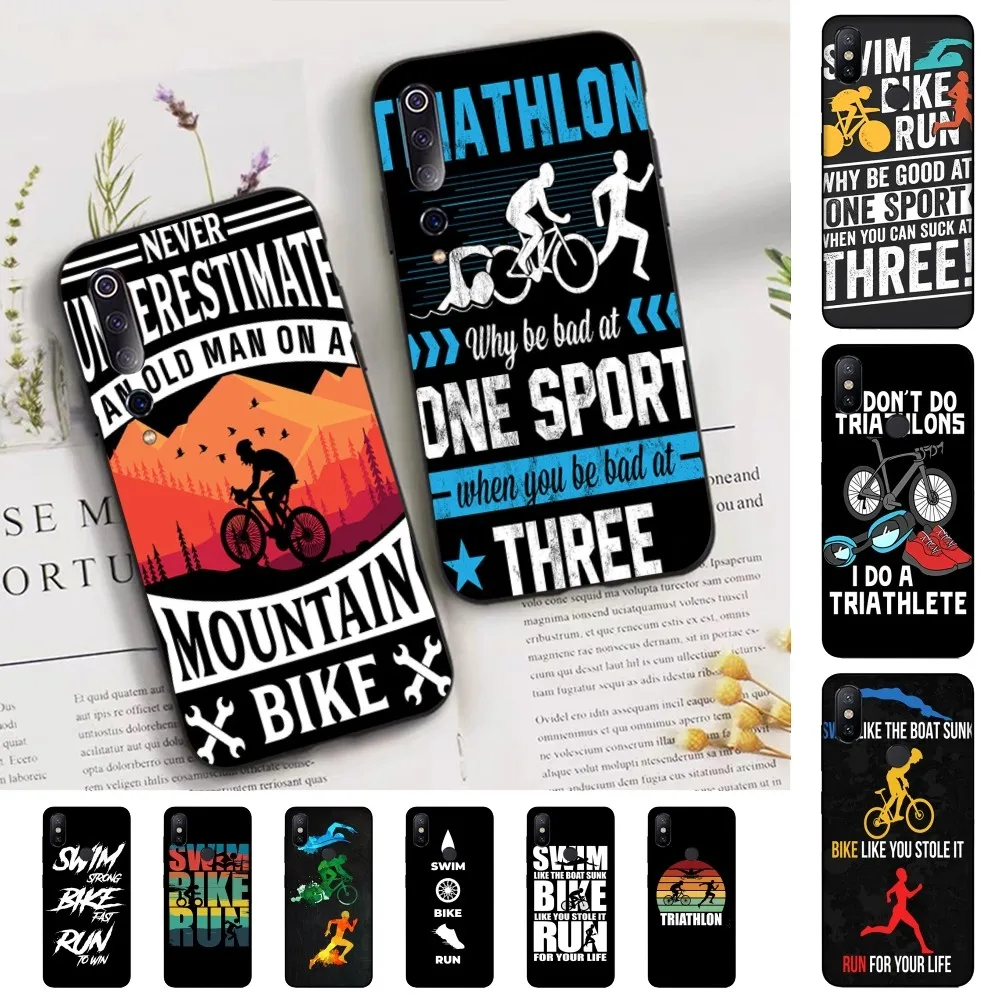 

Triathlon Swim Bike Run Phone Case For Xiaomi Mi 5X 8 9 10 11 12 lite pro 10T PocoX3pro PocoM3 Note 10 pro lite