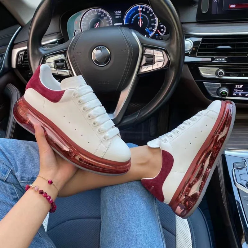

High Quality Luxury Unisex Transparent Sole Oversized Sneakers Ladies Thick Bottom Alexander Leather Casual Sports Tennis Shoes