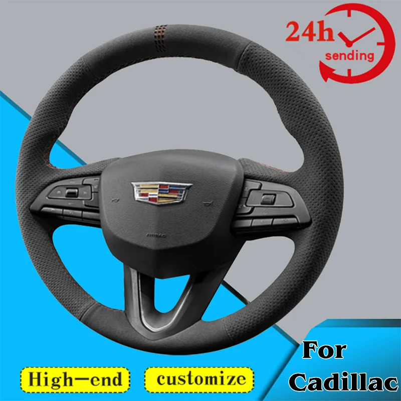 

Custom Car Steering Wheel Cover 100% Fit For Cadillac CT5 XT5 XT4 ATSL CT6 XT6 CT4 Car Accessories Soft Suede Steering Wrap