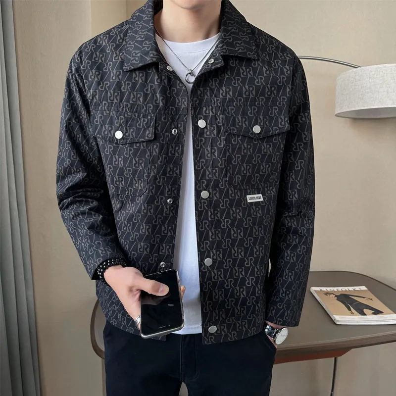 Jacket Men's Spring and Autumn 2024 New Fashion Trendy Brand Cargo Sle Slim fit Korean Ruan Shuai High Sense ...