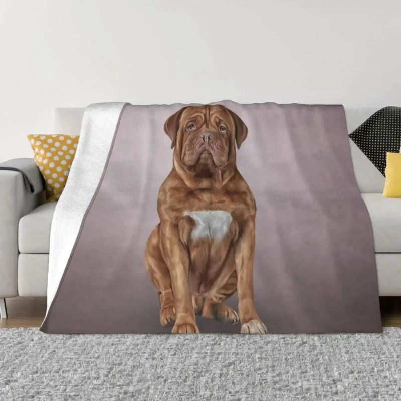 

Drawing dog Dogue de Bordeaux Throw Blanket Hairy Blankets Luxury Thicken Blanket Soft Plush Plaid