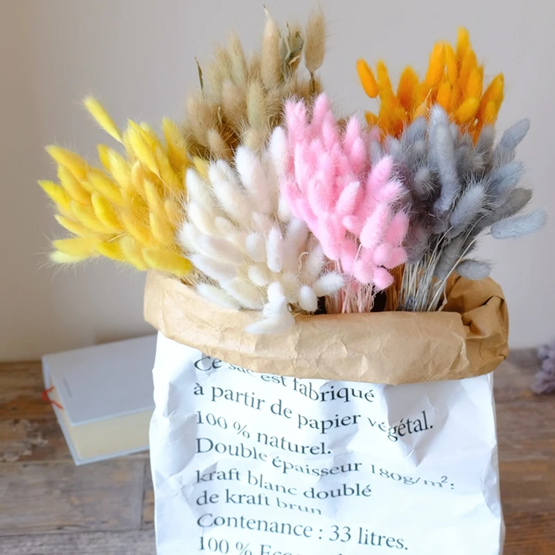

120pcs Bunny Tail Grass Natural Dried Flowers Pampas Grass for Wedding Decoration Boho Home Decor Accessories Table Ornament
