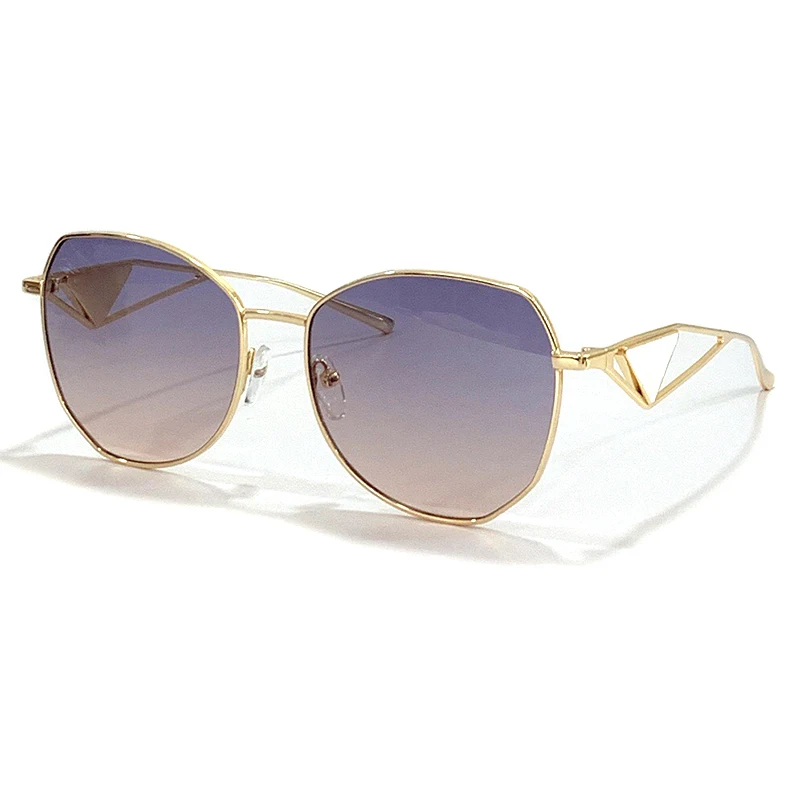 

Round Sunglasses Women Brand Designer Gradient Fashion Sun Glasses Female Rimless Metal Curved Temples Oculos De Sol
