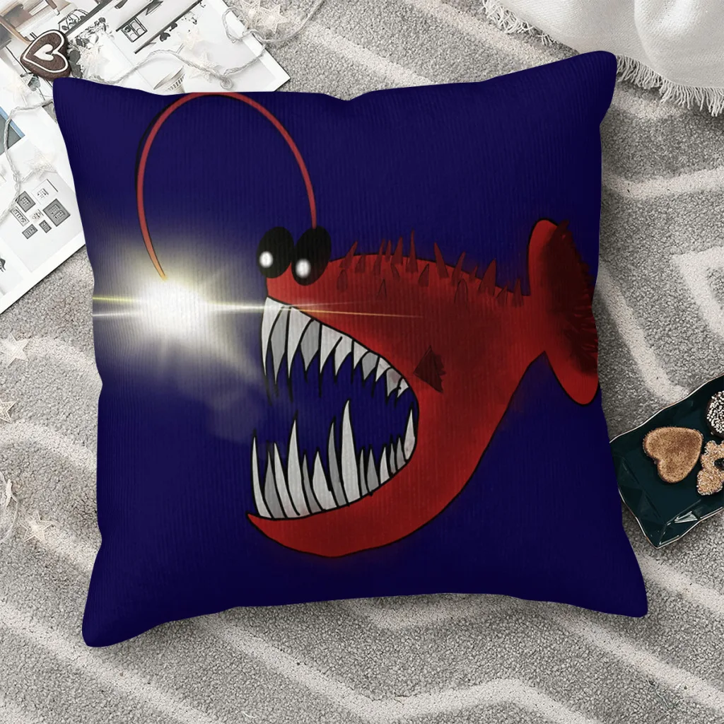 

Anglerfish Friend Throw Pillow Case Cartoon Backpack Coussin Covers DIY Printed Breathable Home Decor