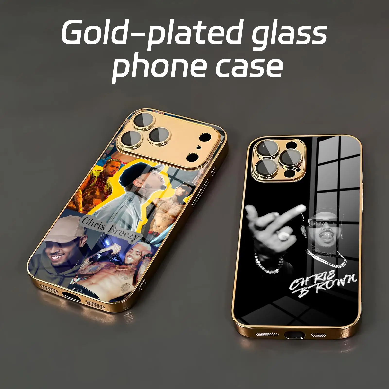 Фото Чехол для телефона Rapper Chris Brown Breezy для iPhone 17, 16, 16e, 15, 14, 13, 12 Plus, Mini, Pro, Max, из гальванизированного стекла №1