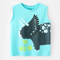 tank top for boy sleeveless t shirt blue animal pattern summer clothing for kids toddlers